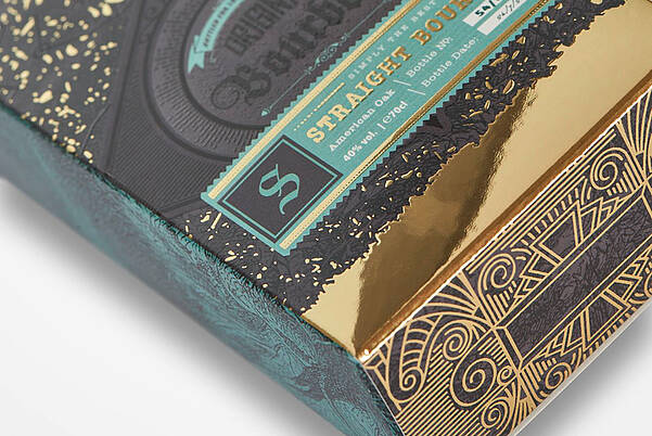 KURZ Offers Partial Varnishing & Spot Varnishing for Striking Packaging Designs Gold-finished packaging, realized in 3D digital printing with spot varnish