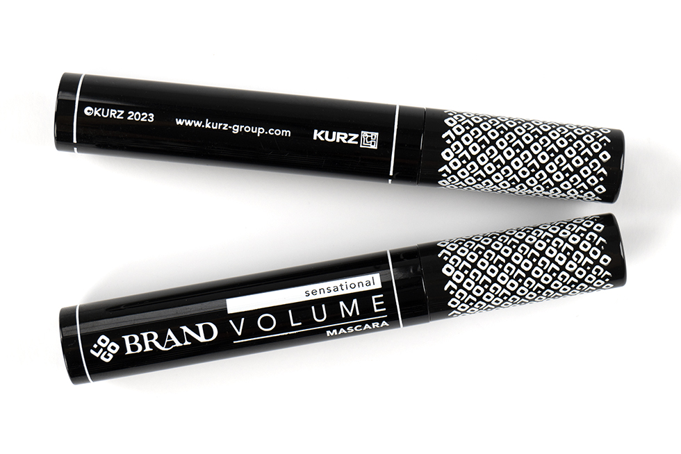 Attractive Packaging Design: Finishes that Highlight Perfume, Mascara & Makeup Mascara with black and white tube design, applied via hot-stamping